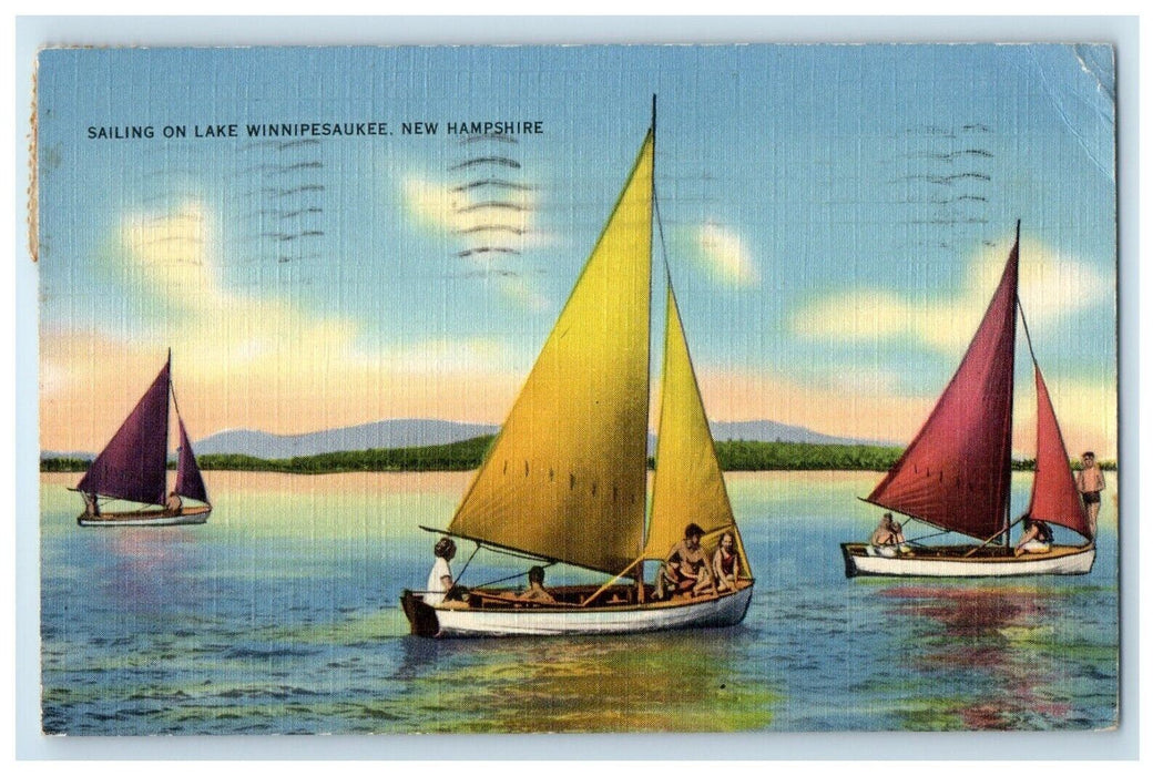 1940 Sailing On Lake Winnipesaukee New Hampshire NH Posted Vintage Postcard