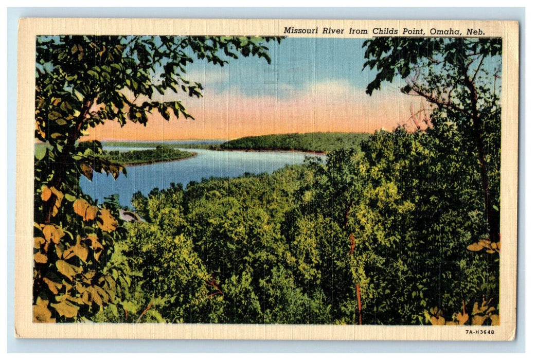 c1940's Missouri River from Childs Point Omaha Nebraska NE Posted Postcard