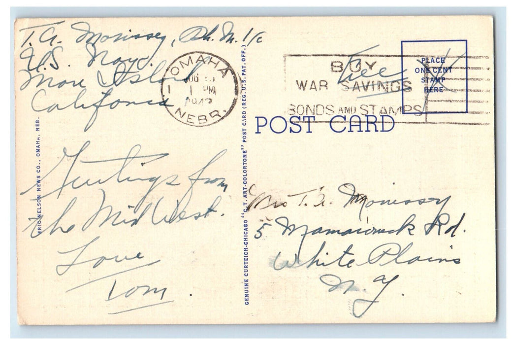 c1940's Missouri River from Childs Point Omaha Nebraska NE Posted Postcard