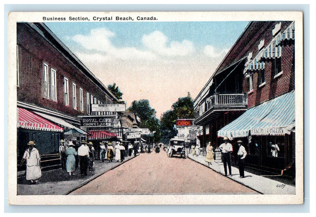 c1940's Cafe, Hotel, Sherriff Business Section, Crystal Beach Canada Postcard