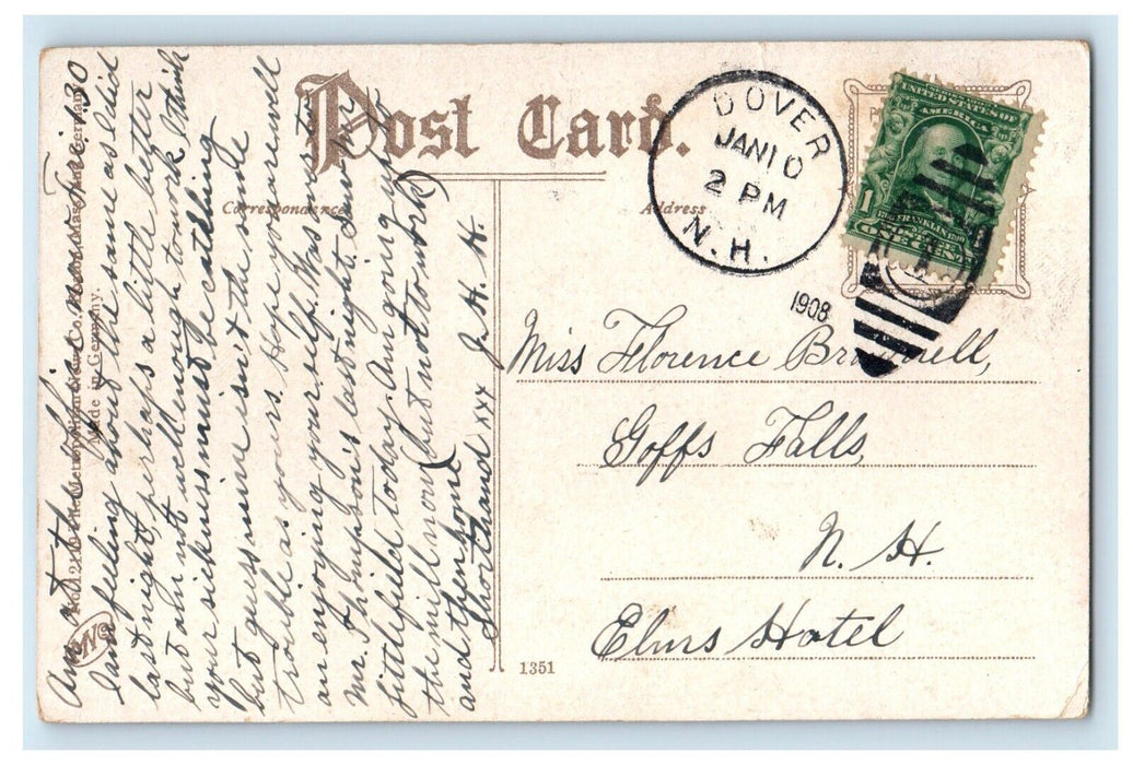 1908 Birds Eye View Dover Road New Hampshire NH Vintage Antique Posted Postcard