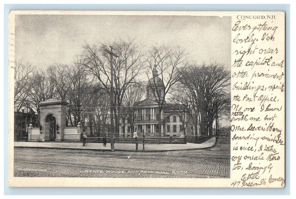 1905 State House And Memorial Arch Concord New Hampshire NH Antique Postcard