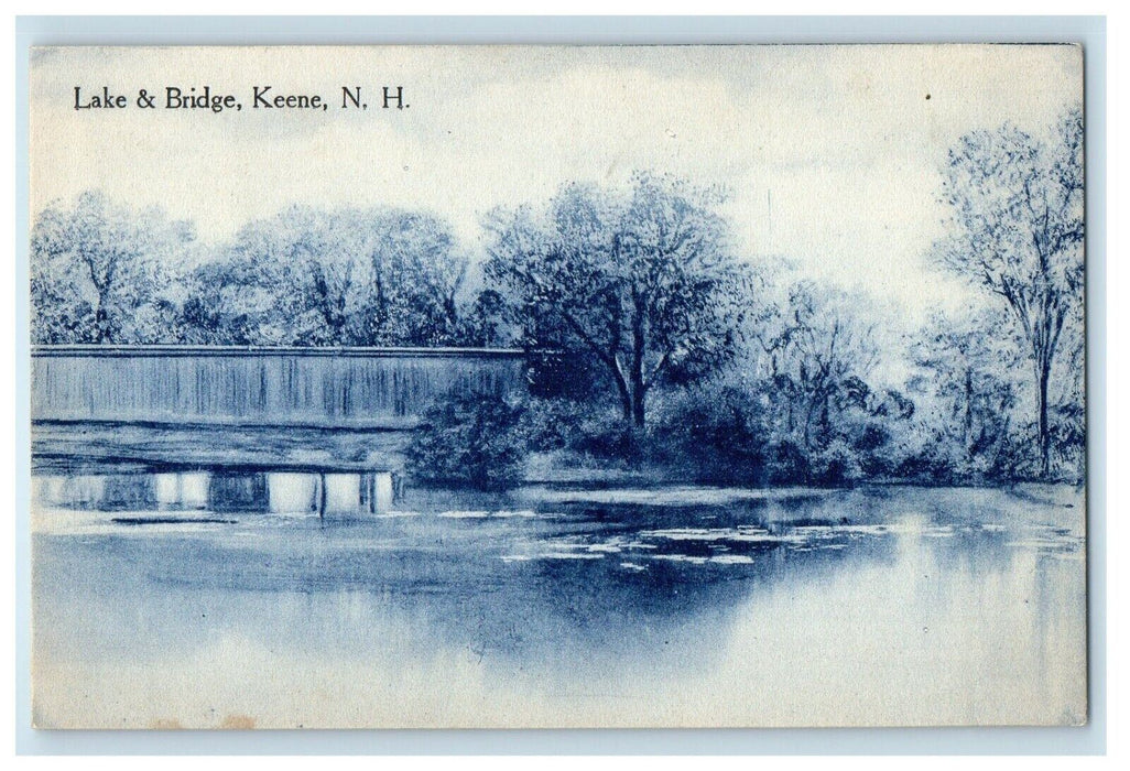 1912 View Of Lake & Bridge Keene New Hampshire NH Posted Antique Postcard