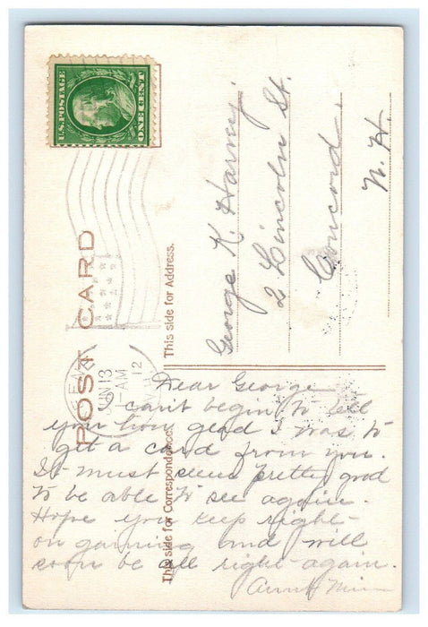 1912 View Of Lake & Bridge Keene New Hampshire NH Posted Antique Postcard