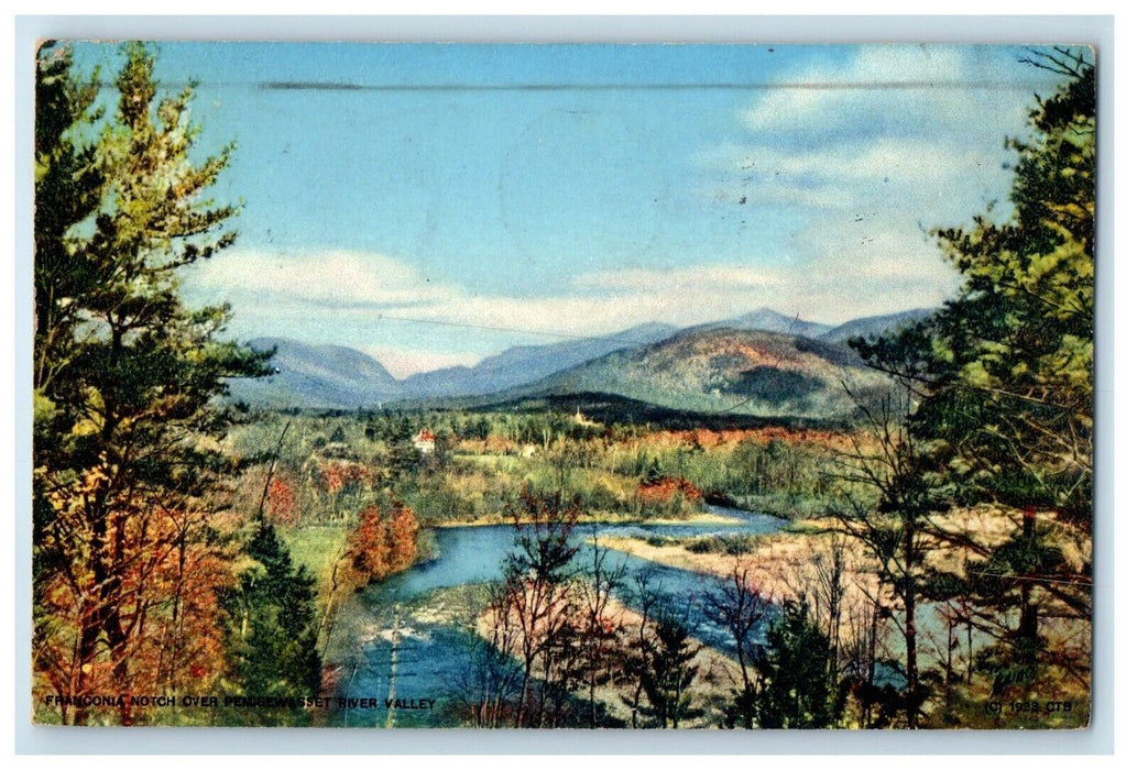 1938 Franconia Notch Over Pemigewasset River Valley New Hampshire NH Postcard