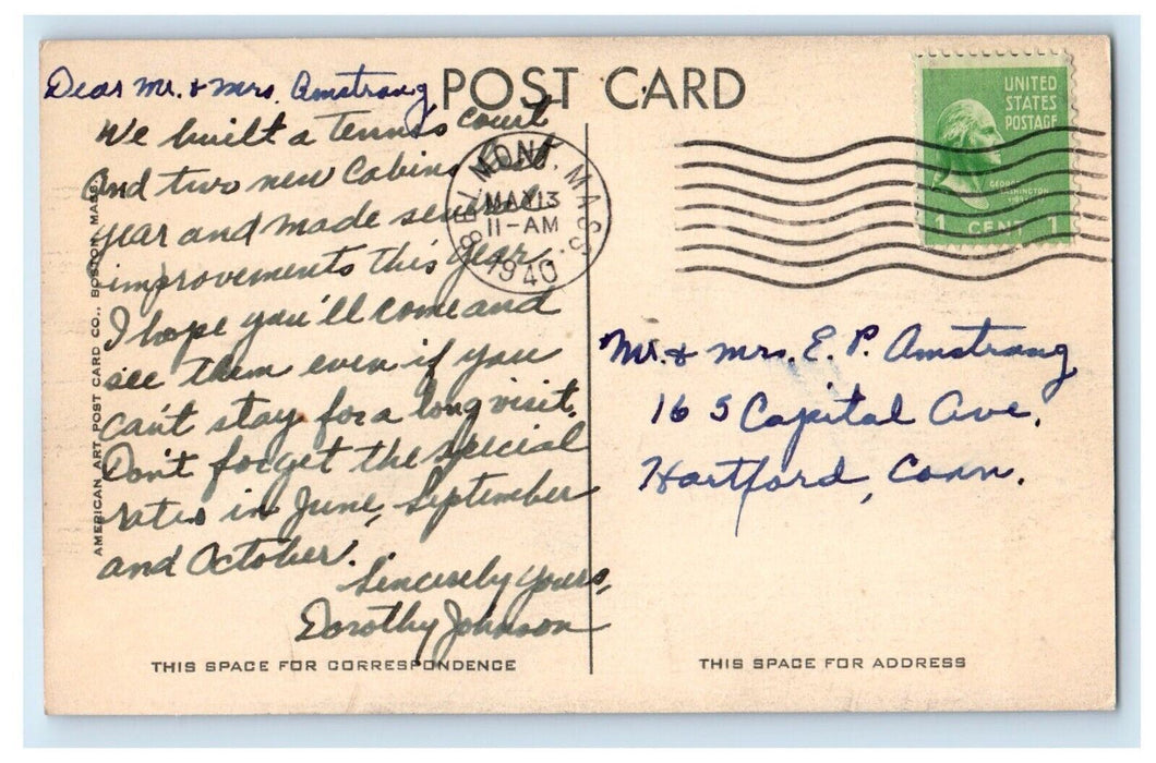 1940 The Log Cabin On Webster Lake Franklin New Hampshire NH Vintage Postcard
