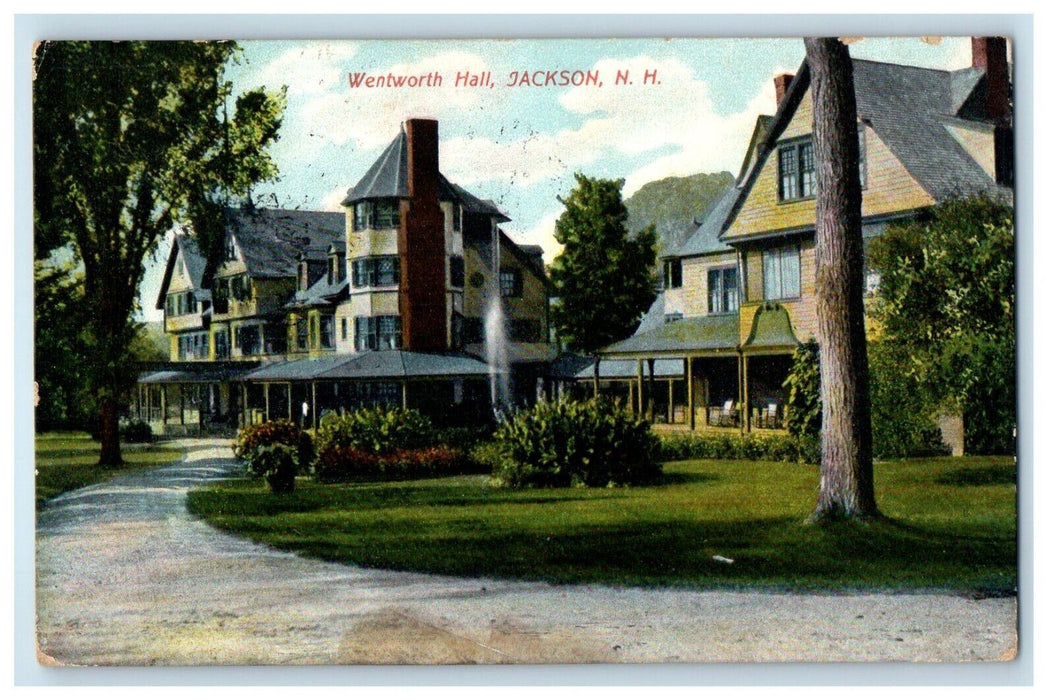 1910 Wentworth Hall Fountain Jackson New Hampshire NH Posted Antique Postcard