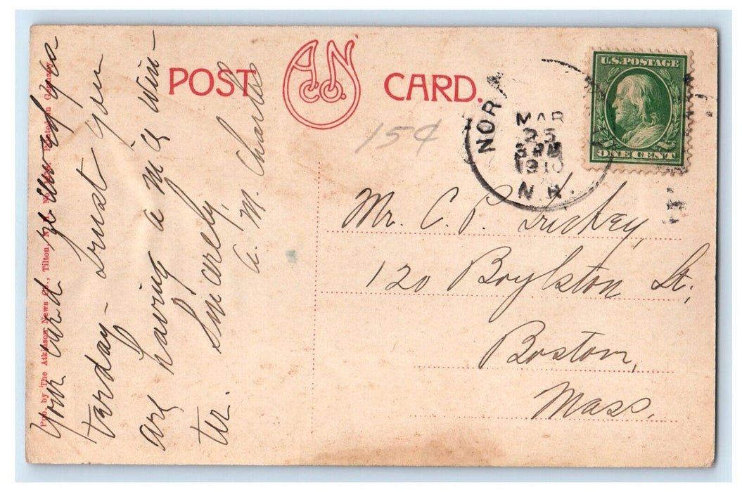 1910 Wentworth Hall Fountain Jackson New Hampshire NH Posted Antique Postcard