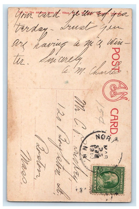 1910 Wentworth Hall Fountain Jackson New Hampshire NH Posted Antique Postcard