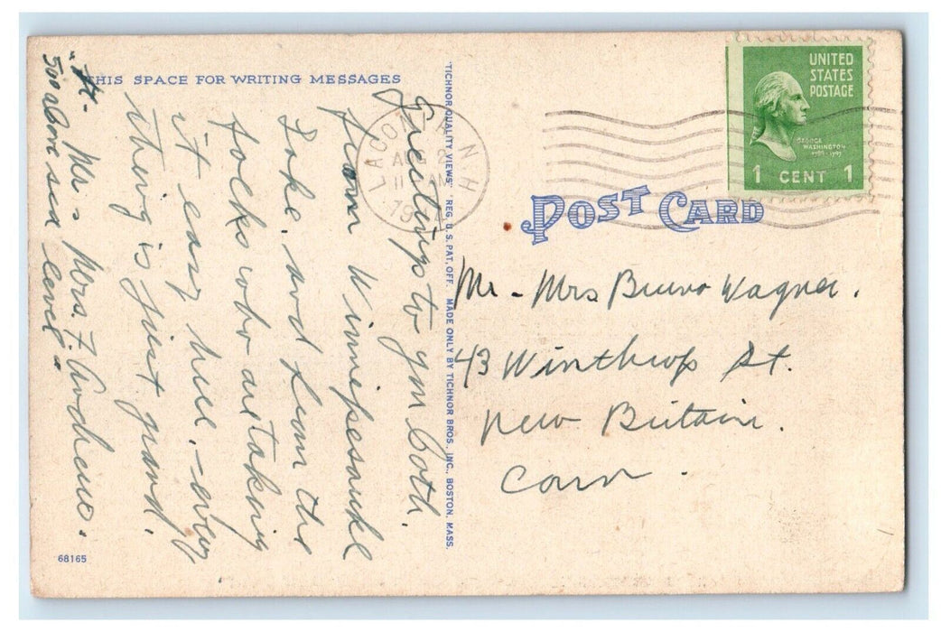 1914 Lake Winnipesaukee NH, The Smile Of The Great Spirit Canoeing Boat Postcard