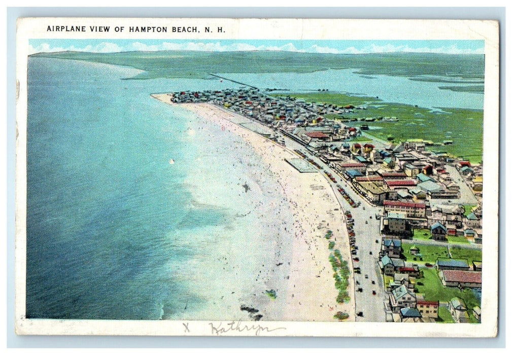 1935 Airplane View Of Hampton Beach New Hampshire NH Posted Vintage Postcard