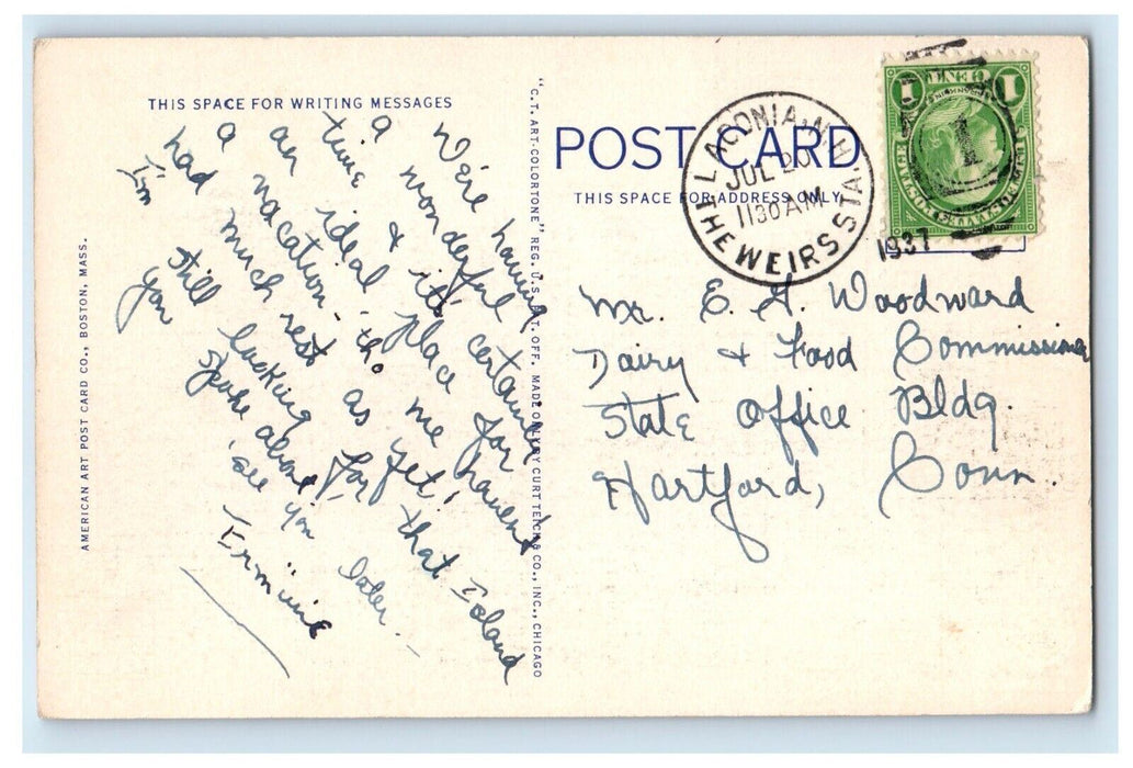 1937 Kimball's Castle And Lake Winnipesaukee New Hampshire NH Vintage Postcard