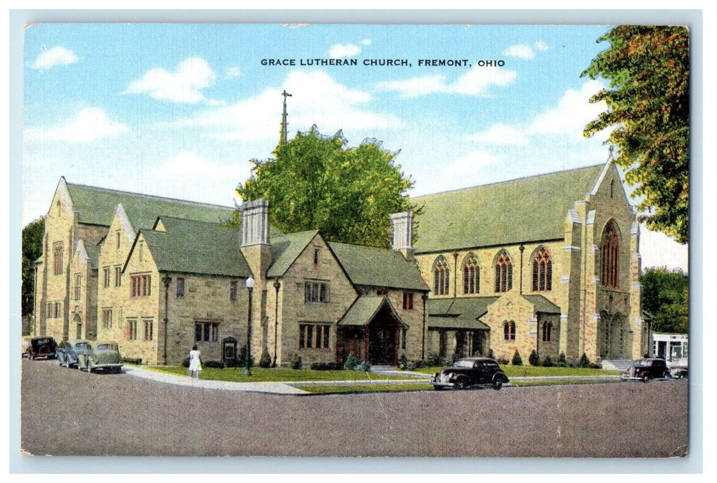 c1940's Grace Lutheran Church, Fremont Ohio OH Vintage Unposted Postcard