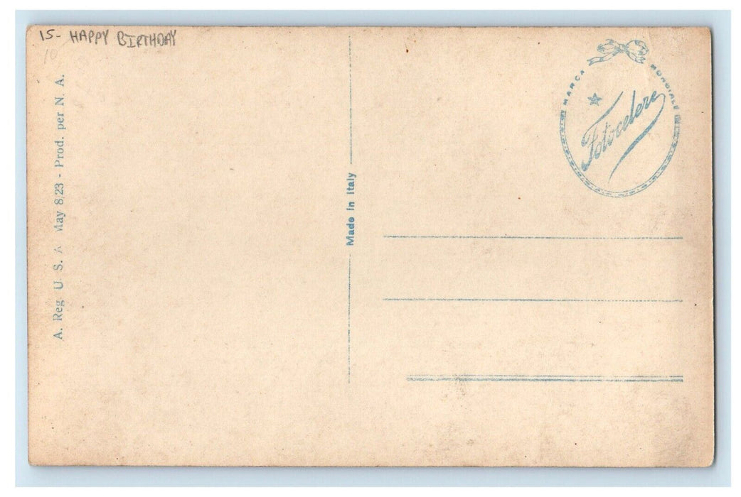Happy Birthday Greetings Girl Boy Doll Moon View Castle RPPC Photo Postcard