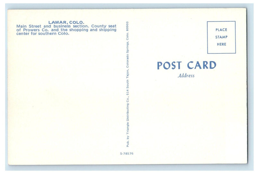 c1960's Main Street And Business Section Cars Lamar Colorado CO Postcard