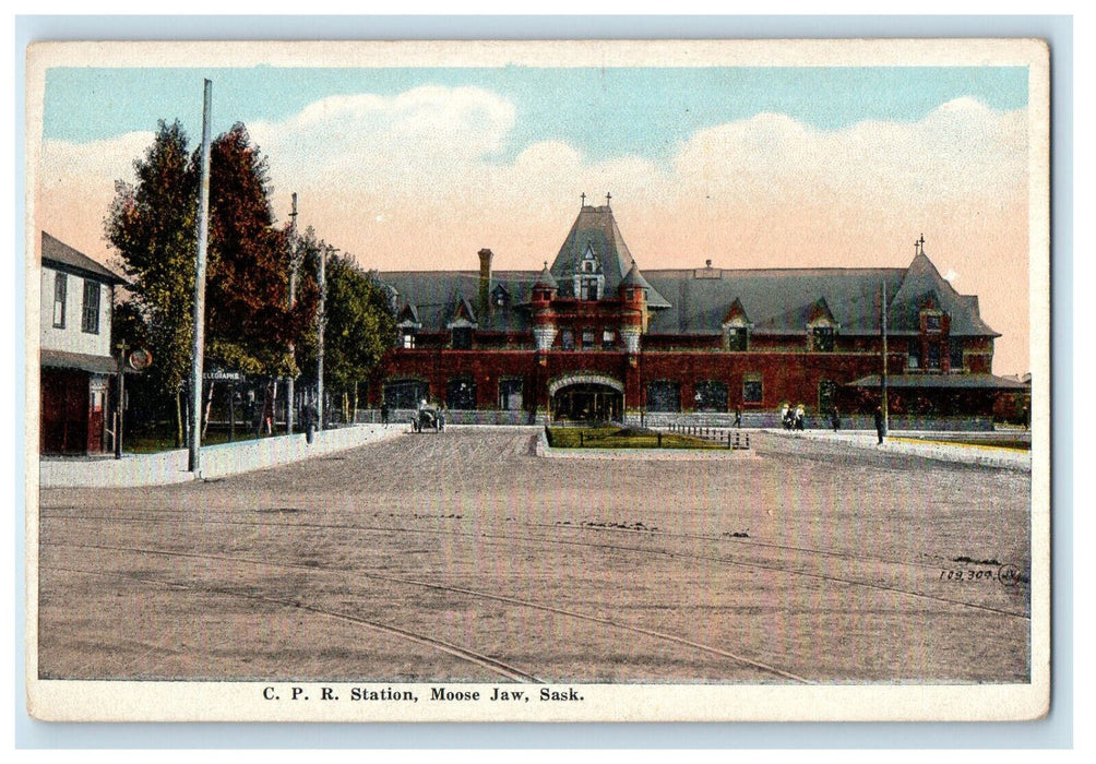 c1920's Entrance to C.P.R. Station Moose Jaw Saskatchewan Canada Postcard