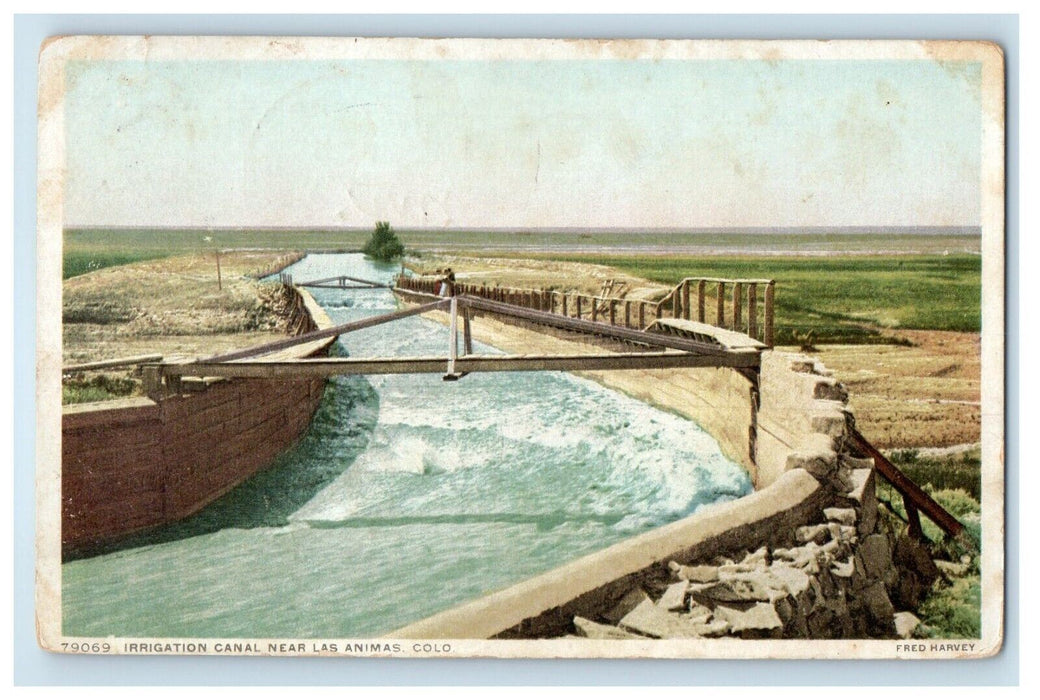 1911 Irrigation Canal Near Las Animas Colorado CO Posted Antique Postcard