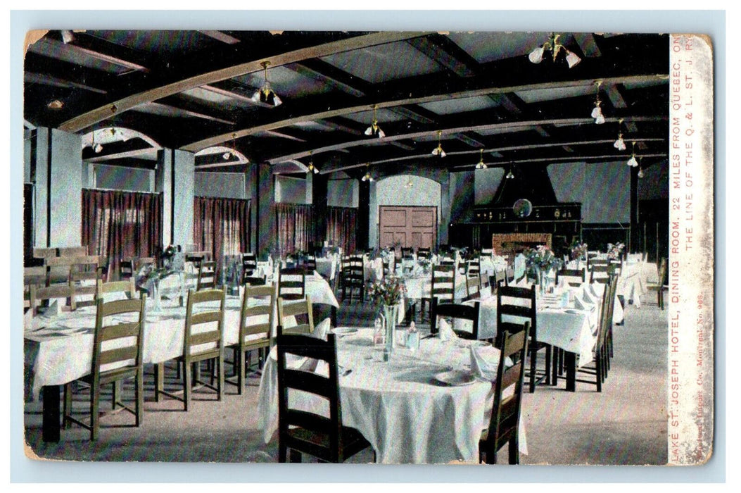 1907 Lake St. Joseph Hotel Dining Room Quebec Ontario Canada Posted Postcard