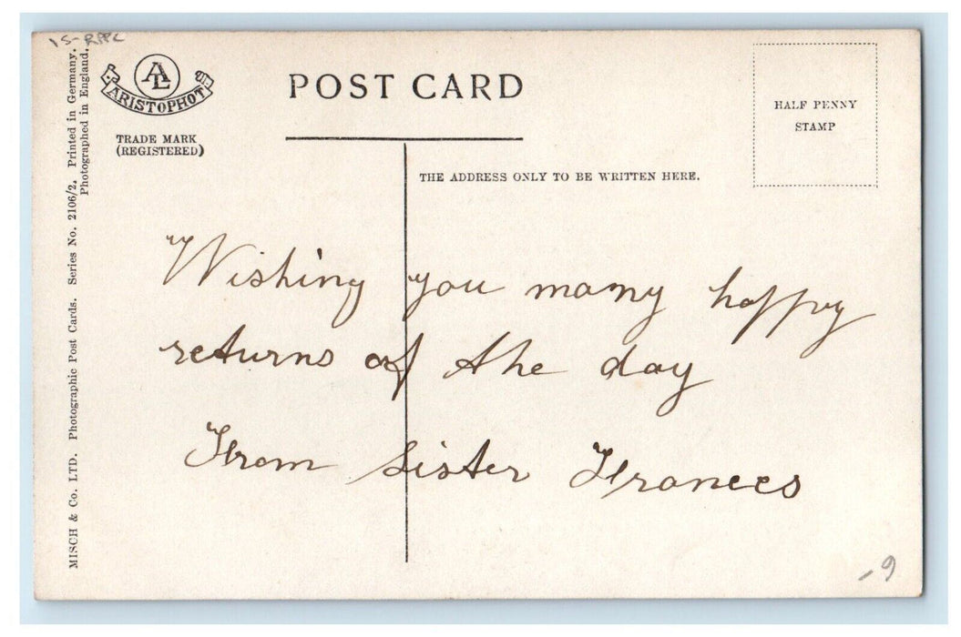 c1910's Sincerest Wishes Greetings Beautiful Girl RPPC Photo Antique Postcard