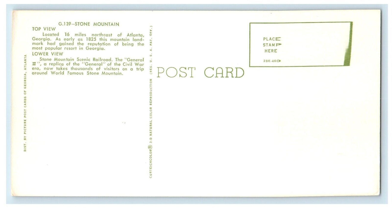 Greetings From Stone Mountain Georgia GA, Scenic Railroad Train Banner Postcard