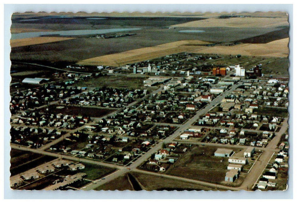 1974 Aerial View of Buildings, Houses in Eston Saskatchewan Canada Postcard