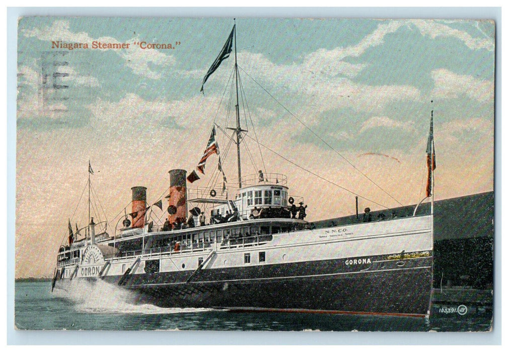 1921 Niagara Steamer Corona Sailing Toronto Ontario Canada Posted Postcard