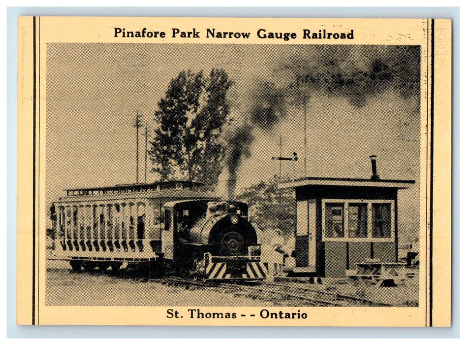 c1940's Pinafore Park Narrow Gauge Railroad St. Thomas Ontario Canada Postcard