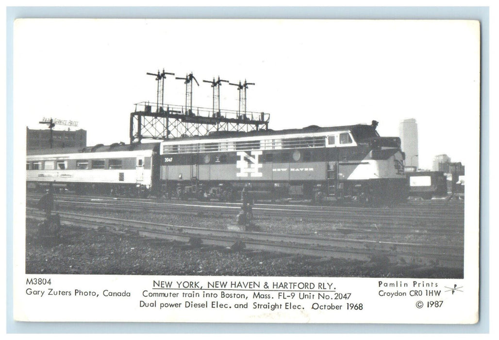 1987 New York, New Haven & Hartford Railway Commuter Train, Canada Postcard