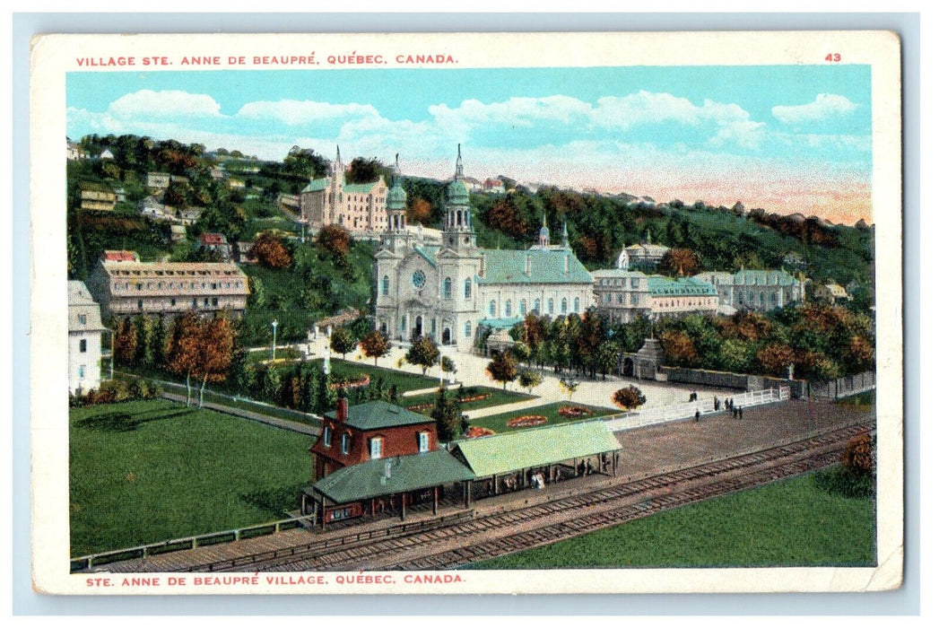 c1930's Railway, Village Ste. Anne De Beaupre Quebec Canada Unposted Postcard