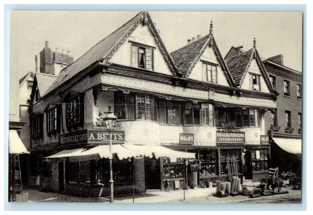 c1940's Betts Banbury Cake Shop, Ironmongers, Libraries, Oxford England Postcard