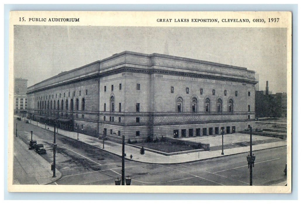 1937 Public Auditorium Great Lakes Exposition Cars Cleveland Ohio OH Postcard