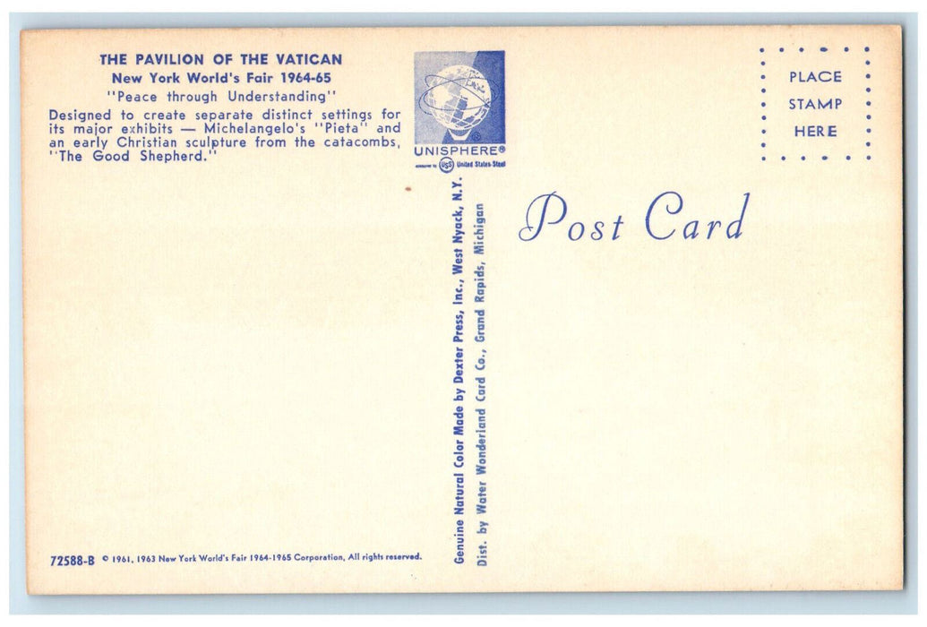 c1950's The Pavilion of the Vatican New York World's Fair Unposted Postcard