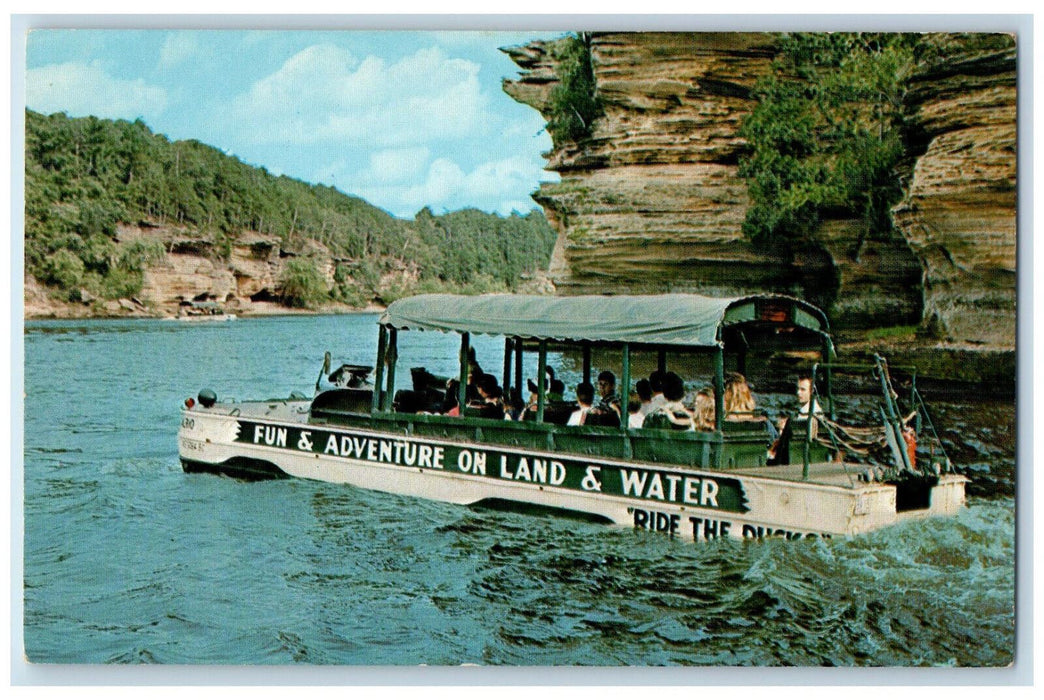 c1960's 1 Hour Tour of Fun at Duck at Hawk's Bill Wisconsin Dells Postcard