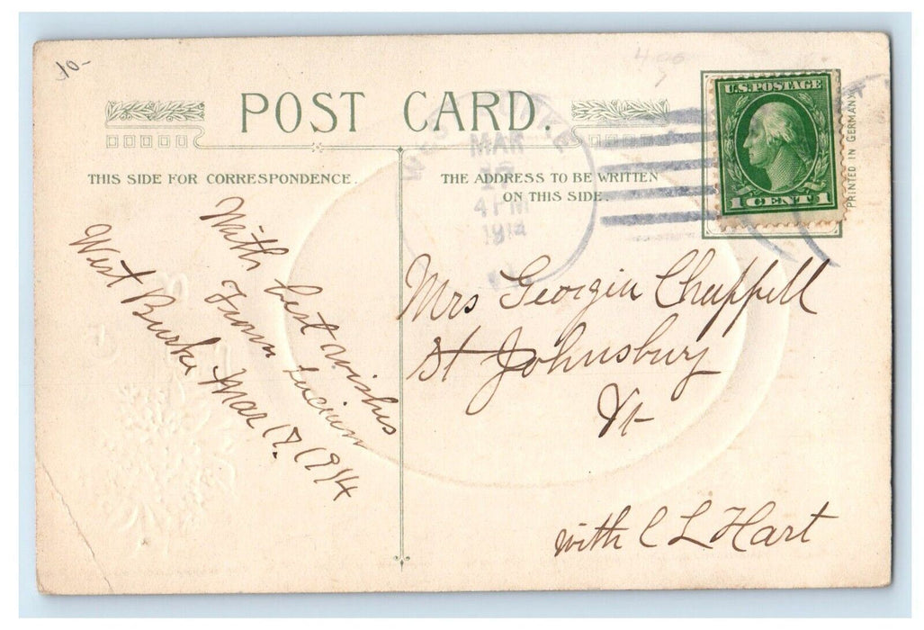 1914 Birthday Greetings Ox House John Winsch Embossed Artist Signed Postcard