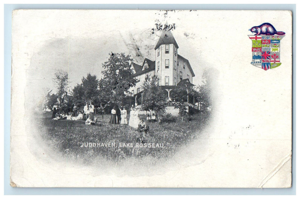 1906 People Outside Juddhaven Lake Rosseau Ontario Canada Posted Postcard