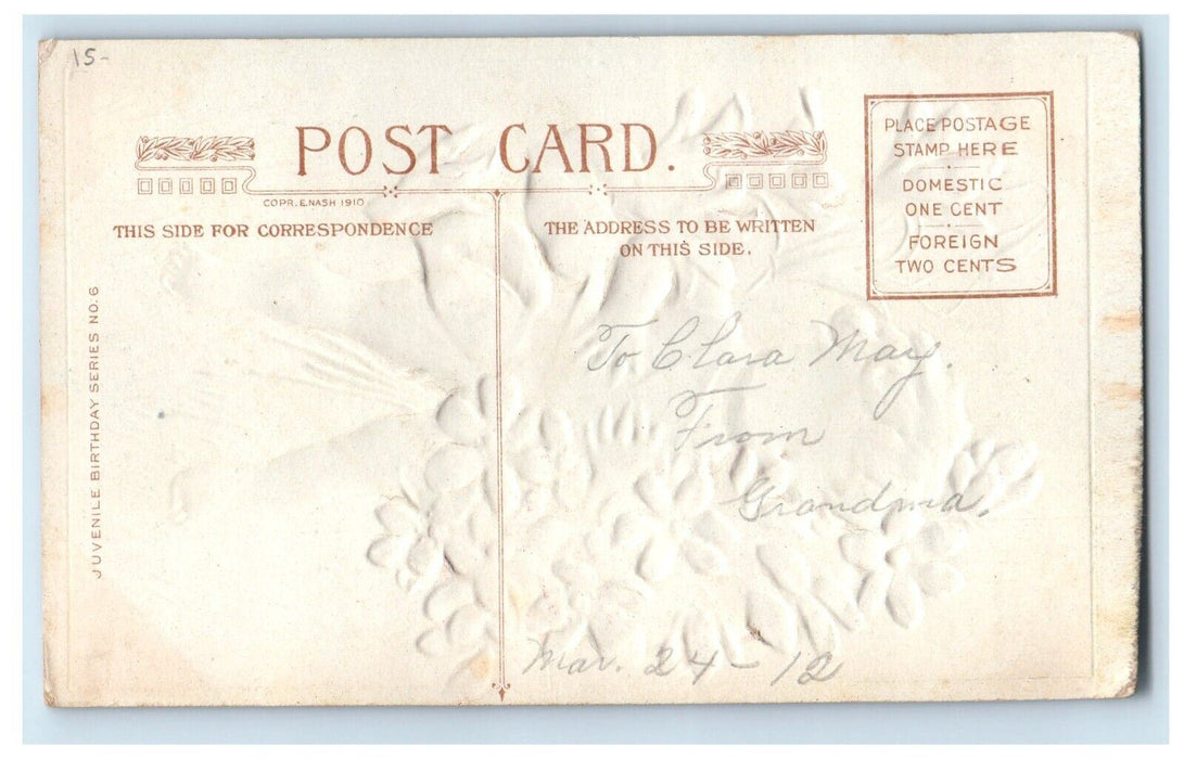 c1910's Birthday Congratulations Flowers Letter Embossed Winsch Back Postcard