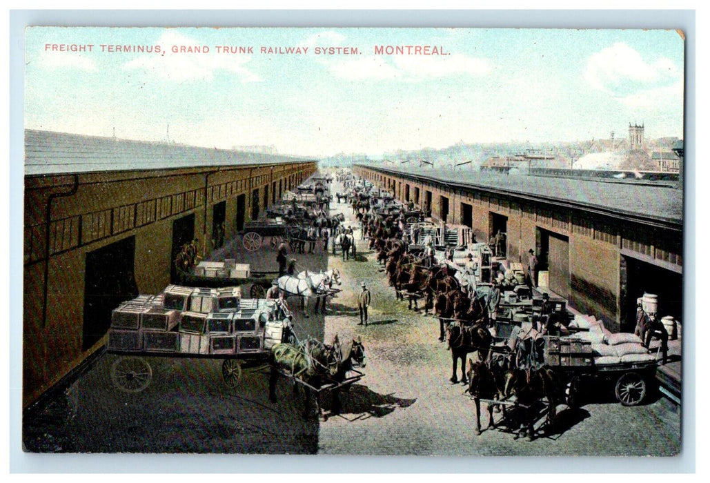 c1910 Freight Terminus, Grand Trunk Railway System Montreal Canada Postcard