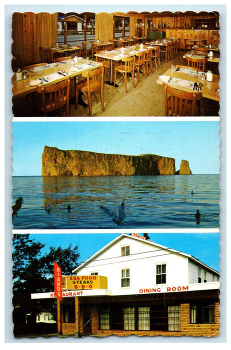 c1960's Multiview of Biard's Restaurant Perce Quebec Canada Vintage Postcard