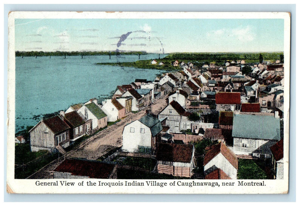 1923 General View of Iroquois Indian Village of Caughnawaga Canada Postcard