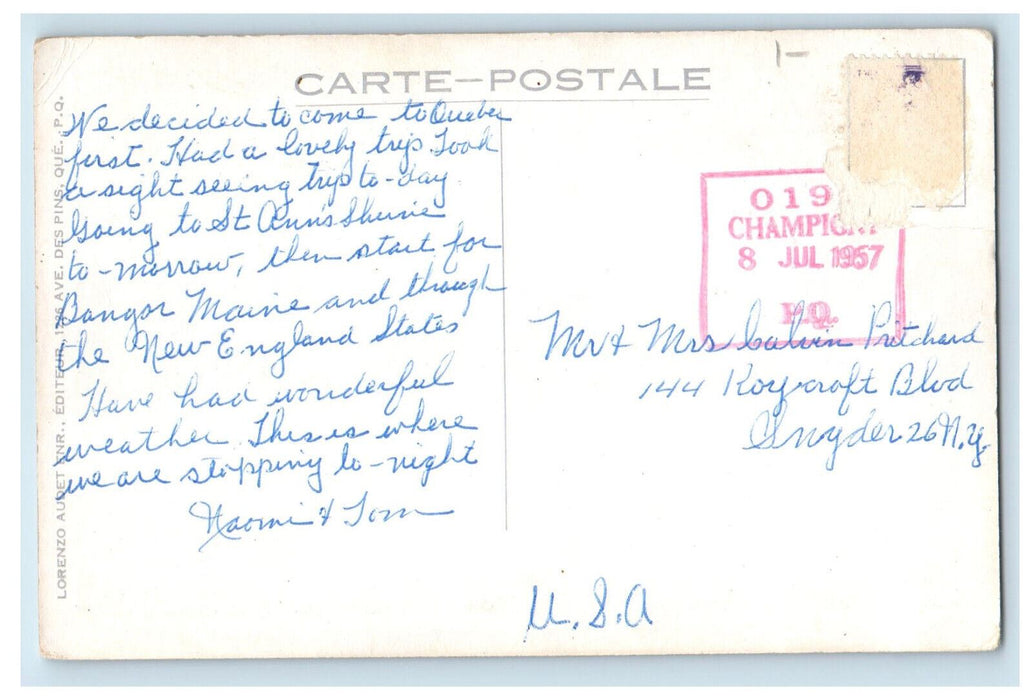 1957 Auberge Des Quatre Chemins Route 2 Corner 2 Champigny Que. Canada Postcard