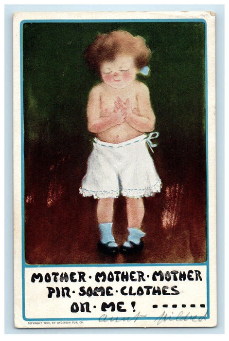 1909 Little Girl Undress Mother Pir Some Clothes On Me Posted Antique Postcard