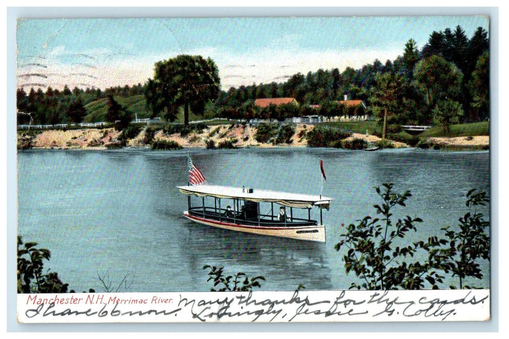 1905 Merrimac River Manchester New Hampshire NH Hartford Connecticut Postcard