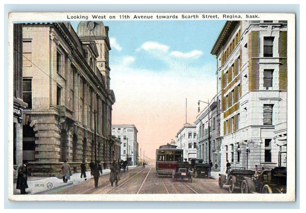 c1910 Looking West Toward Scarth St. Regina Saskatchewan Canada Postcard