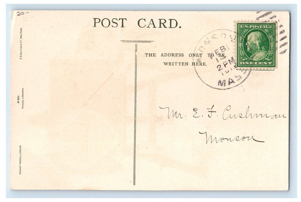 1912 Valentine Professor Cupid Pointing Heart On Board Posted Antique Postcard