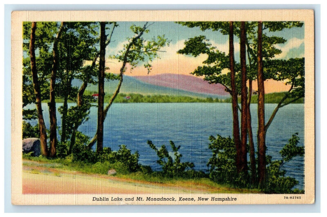 1938 Dublin Lake and Mt Monadnock Keene New Hampshire NH Vintage Postcard
