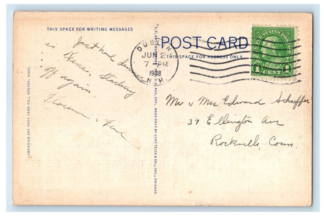 1938 Dublin Lake and Mt Monadnock Keene New Hampshire NH Vintage Postcard
