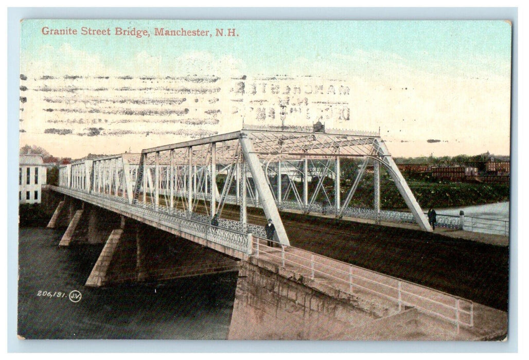 c1910 Granite Street Bridge Manchester New Hampshire NH Souvenir Postcard