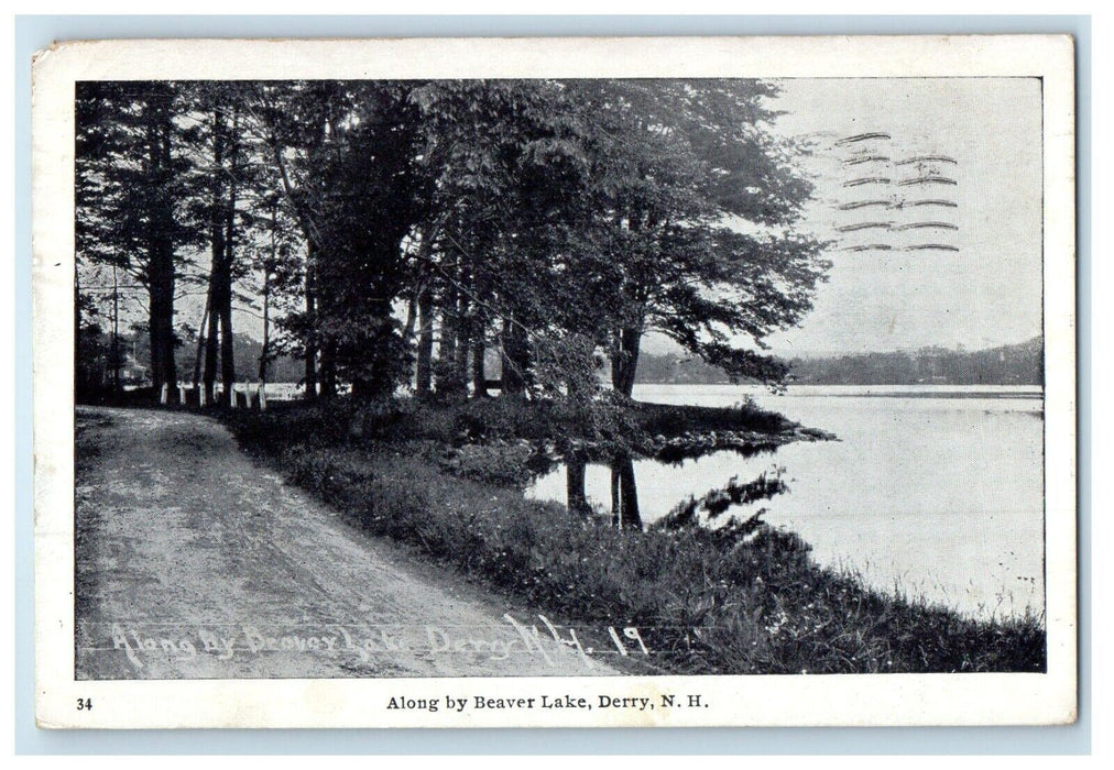 1940 Along by Beaver Lake Trees Road Derry New Hampshire NH Vintage Postcard