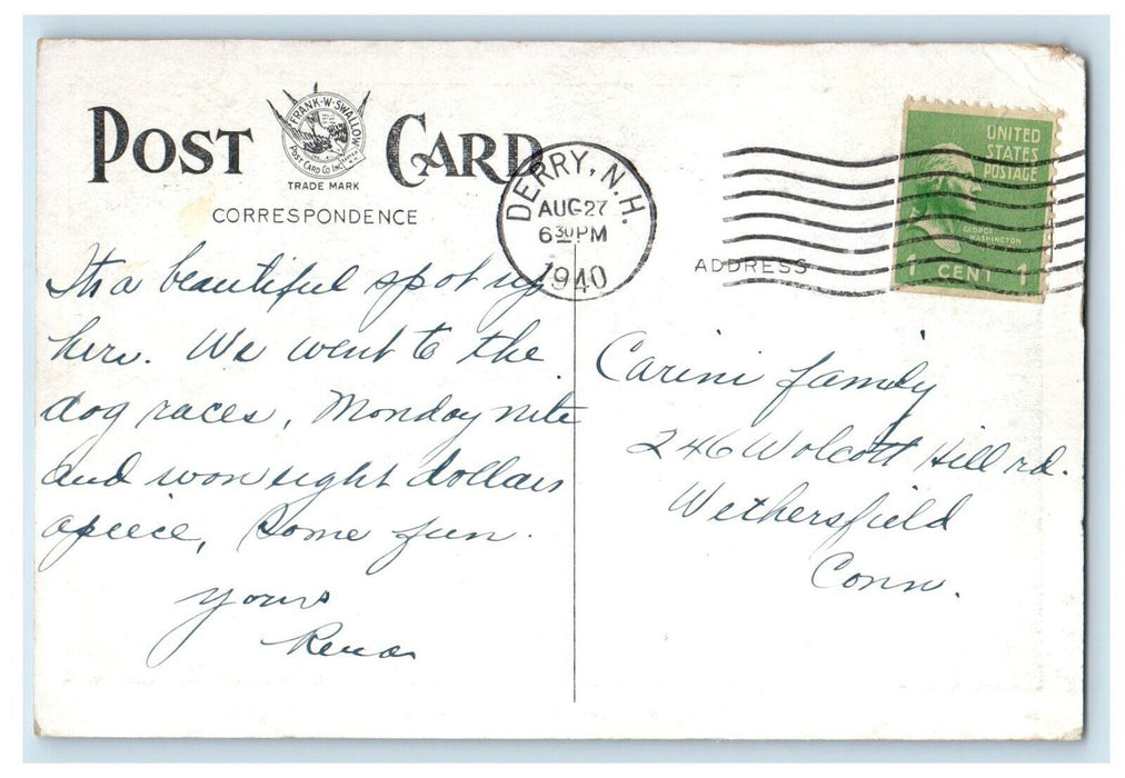 1940 Along by Beaver Lake Trees Road Derry New Hampshire NH Vintage Postcard