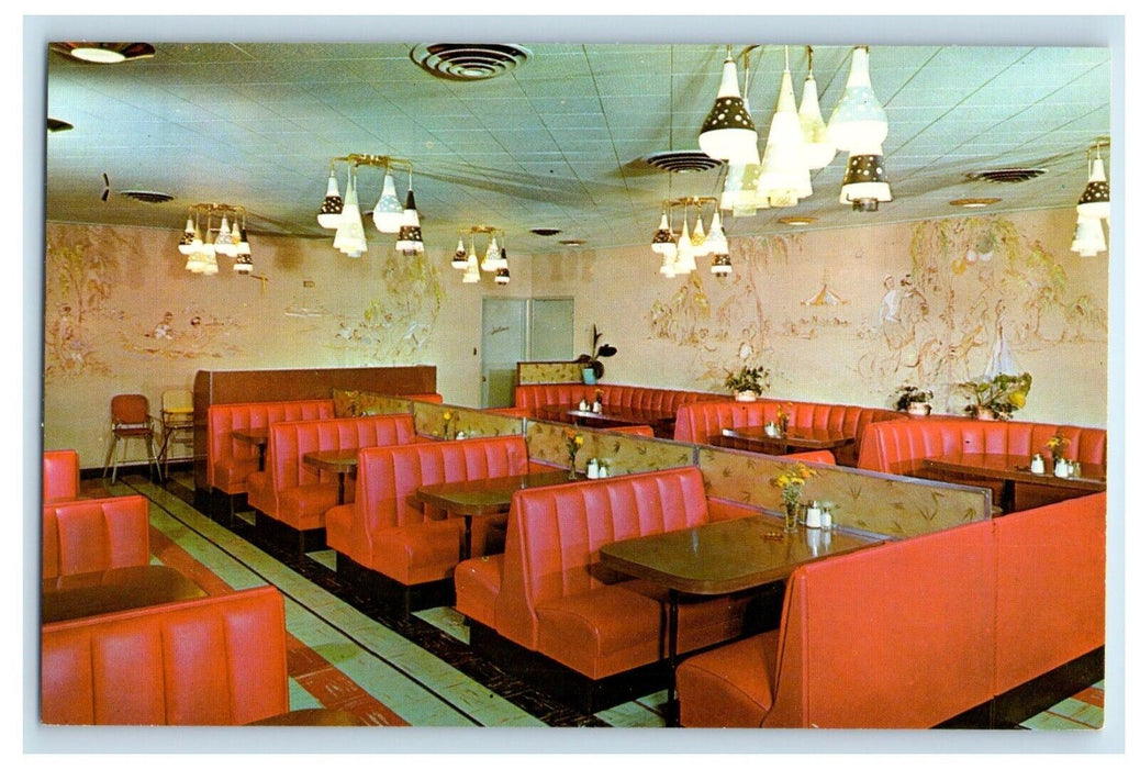 1950's Interior Retro Restaurant Dining Room Booths Unposted Postcard